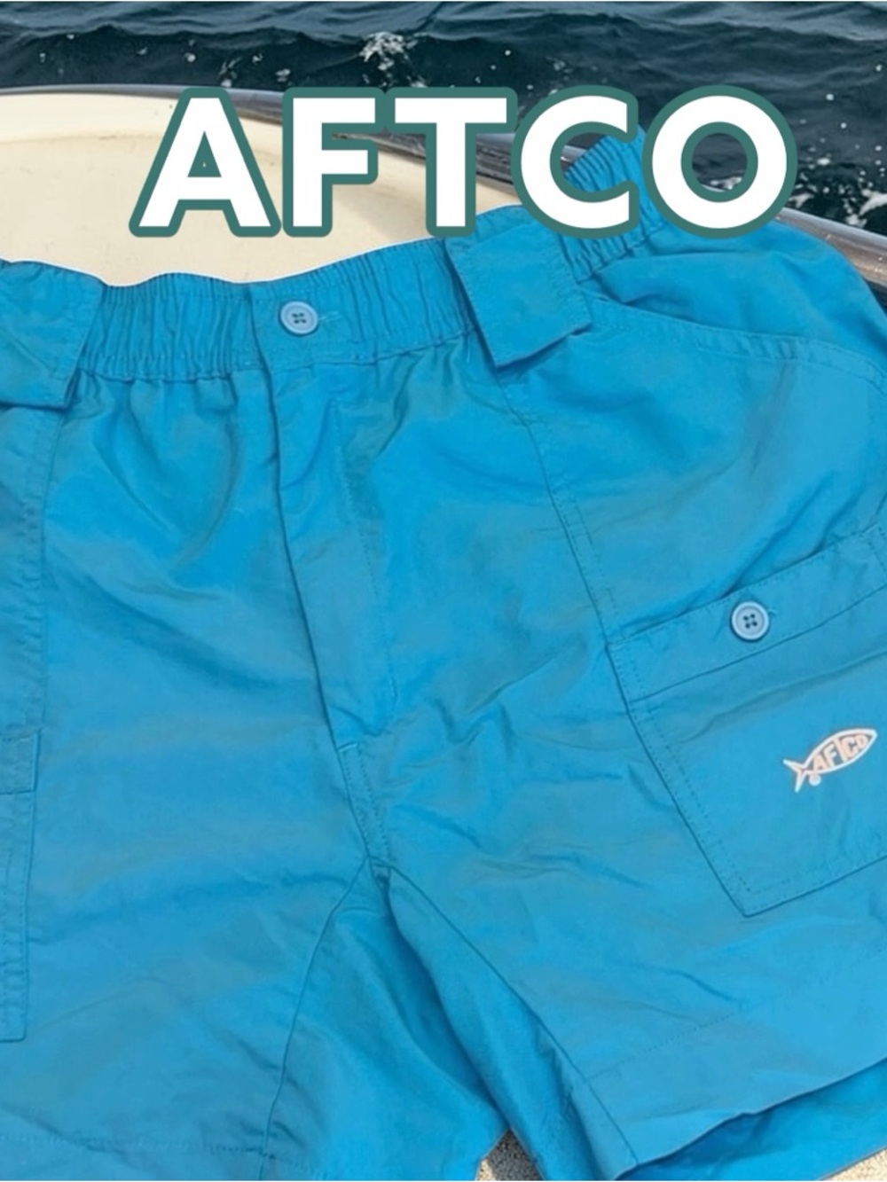 AFTCO Men’s Aqua Original Cargo Short with Fish Logo